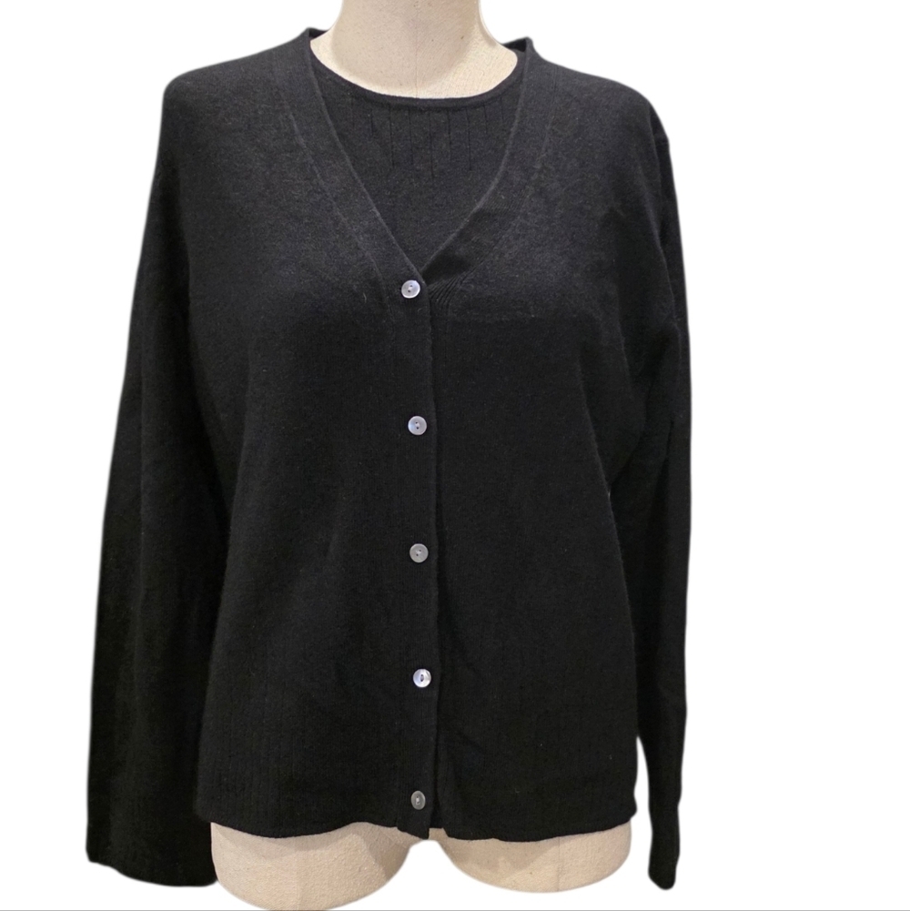 NWT'S Preston & York Black Cashmere blend 2pc Cardigan Sweater/Short sleeve top